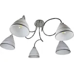 Chromová stropní lampa, skleněné stínidlo, 5x40W, E14, Elf