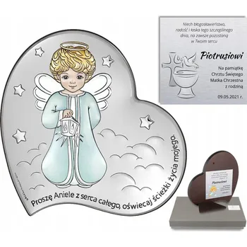 Obraz Dárek Ke Křtinám pro dívku - stříbrný andělský obrázek na křtiny + gravírování
