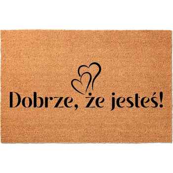 Rohožka KOKOSOVÁ ROHOŽKA 40X60 BÉŽOVÁ POD DVEŘE HUMOR NÁPIS JE SKVĚLÉ, ŽE JSI TADY!