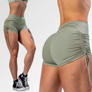 Dámské oblečení NEBBIA - Push-up šortky se šněrováním STRONG BEAUTY 429 (light green) - XS