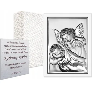 Obraz STŘÍBRNÝ OBRÁZEK ANDÍLEK DÁREK KE KŘTINÁM SVATÉ PŘIJÍMÁNÍ