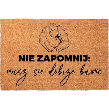 KOKOSOVÁ ROHOŽKA 40X60 BÉŽOVÁ KE DVEŘÍM NÁPIS UŽIJ SI ZÁBAVU