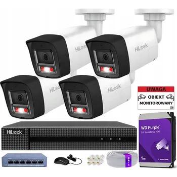 Bezpečnostní kamera PoE Monitorovací Set 4 Kamery 8Mpx 4K Venkovní HiLook Hikvision PoE