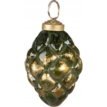 Obraz Zeleno-zlatý skleněný ozdobný kužel - 5x7 cm