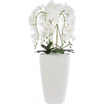 umělá květina Orchidej umělý bílý v květináči kytice H 95 cm květináč čtvercový bílý