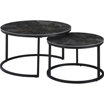 Obývací stěna Tempo Kondela Lastras (černý mramor + černá ocel)