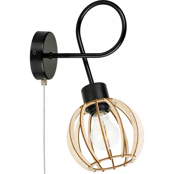 Nástěnné svítidlo Nástěnná lampa/svítidlo E27 loft koule dřevo + řetízkový vypínač