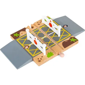Vláček a vláčkodráha Bigjigs Rail Dřevěné autodráhy železniční přejezd s brankami