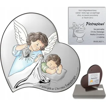 Obraz Stříbrný obrázek anděla na křtiny s gravírováním