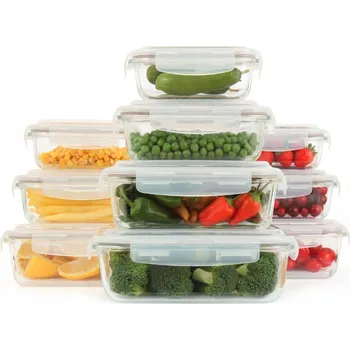 Dóza na potraviny 10x Skleněné dózy na potraviny velké s hermetickými víčky LUNCH BOX