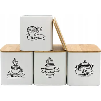 Dóza na potraviny Sada 4 dóz na káva, čaj, cukr a sůl BRUNBESTE BB-4264 (nápisy PL)