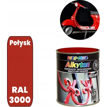 barva na kov RAL 3000 LESK Alkyton Antikorozní Barva na Kov Štětcem Plechovka 250ml Přímo na Rez
