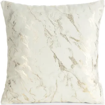 Povlak na dekorativní polštářek Dekorační povlak na polštář 45x45 cm krémový se zlatým vzorem z veluru