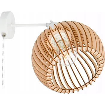 Nástěnné svítidlo Nástěnná lampa E27 loft KULA XL dřevo + vypínač on/off řetízkový