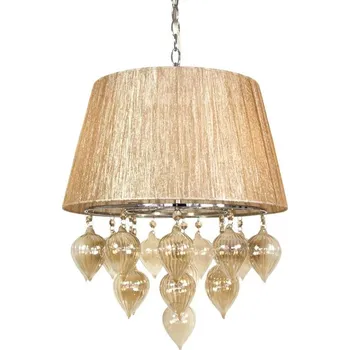 Závěsná lampa Elissa v šedé a béžové barvě na řetízku