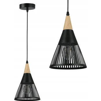 Závěsné svítidlo Masterled Hira černé s dřevem E27, 1 žárovka, 105 cm