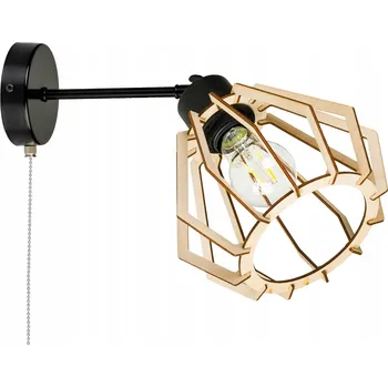 Nástěnné svítidlo Nástěnná lampa E27 loft diamant dřevo + vypínač on/off řetízkový