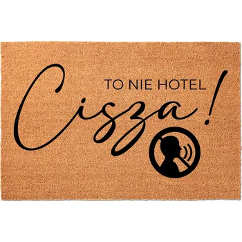 Rohožka KOKOSOVÁ ROHOŽKA 40X60 BÉŽOVÁ KE DVEŘÍM HIT NÁPIS TOTO NENÍ HOTEL – TICHO