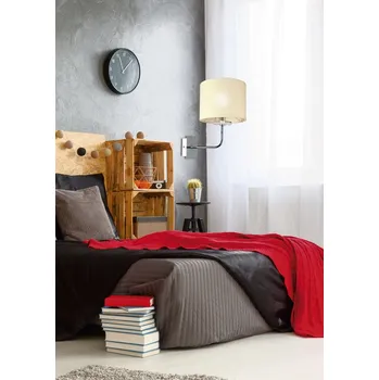 Nástěnné svítidlo Chromová nástěnná lampa, tkané stínidlo, E14, 40W, žárovka Estera