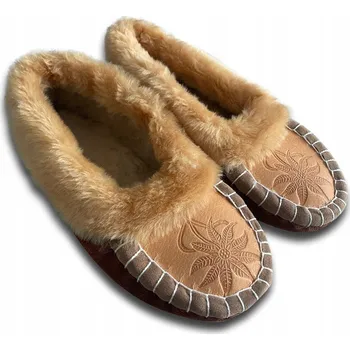 Dámské pantofle Bačkory Horské Domácí Pantofle Vlněné Teplé Kožené vel. 36