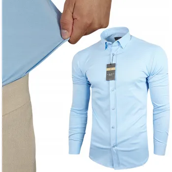 Pánská košile Koszula męska LAVIER - elastická, úzkého střihu, modrá vel. XXL