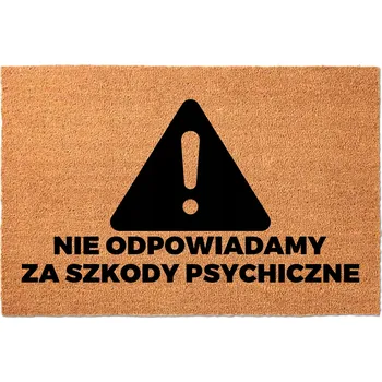 KOKOSOVÁ ROHOŽKA 40X60 BÉŽOVÁ PŘED DVEŘE NÁPIS NERUČÍME ZA PSYCHIKU