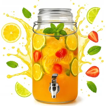 Sklenice SKLENICE z Kranem 4 L Skleněný na limonádu Šťáva na vodu výdejník vody gril