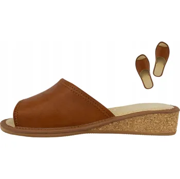 Dámské pantofle Dámské Pantofle z PŘÍRODNÍ KŮŽE Pohodlné POLSKÉ pantofle na KLÍNKU 35-41