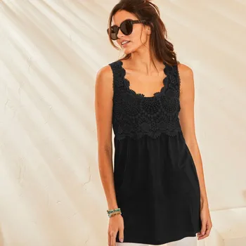 Dámské tričko Tunika s macramé černá 34/36