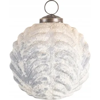 Vánoční dekorace Bílo-krémová vánoční vánoční koule s dekorací a patinou - 10x10 cm