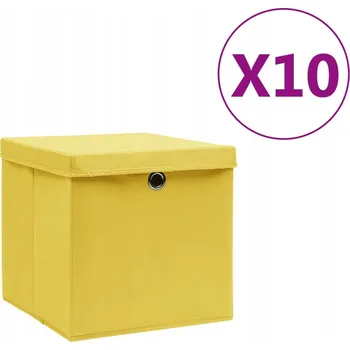 Úložný box VidaXL Úložné boxy s víky, 10 ks, 28x28x28 cm, žluté