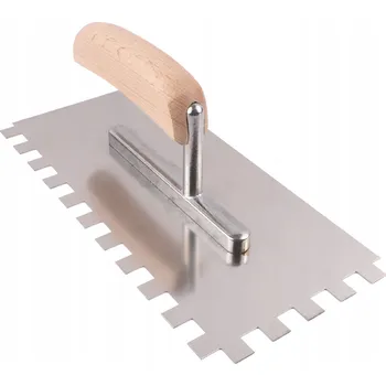 Zdenické nářadí Nerezové hladítko 270mm - 8X8 ZUB dřevěná rukojeť pro sádrové stěrky, zubové