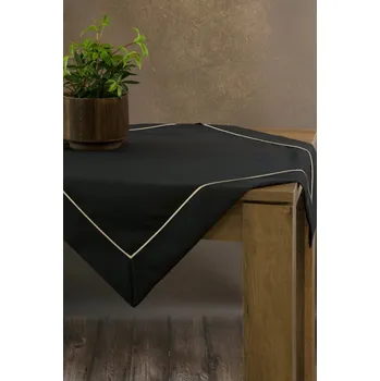 ubrus Elegantní černý ubrus DORITA se stříbrnou lemovkou 85 x 85 cm