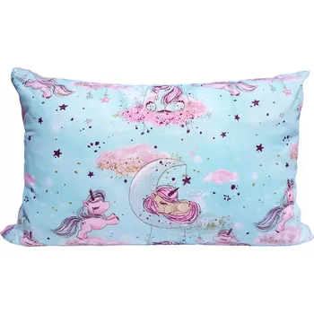 Prostěradlo Povlak na polštář s koněm, poníkem, jednorožcem 50x60 cm, mátový, dětský, bavlna 100%