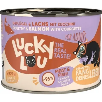 Krmivo pro kočku Lucky Lou Lifestage Adult Drůbež a losos konzerva 200g
