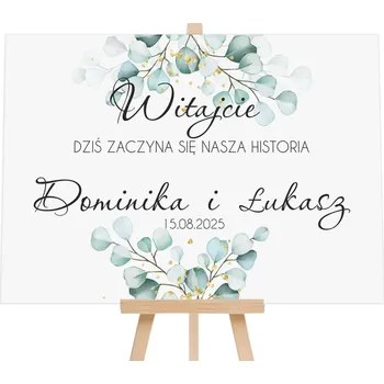 Svatební dekorace Dekorace svatební síně Uvítací tabule svatební hostina svatba listy Jména + Datum