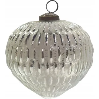 Vánoční dekorace Vánoční Koule stříbrná, bílá 12*12 cm - 12x12 cm