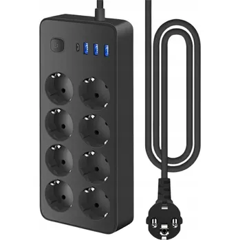 Napájecí kabel Zásuvková lišta / Rozbočovač 12v1 AC USB A USB C s vypínačem