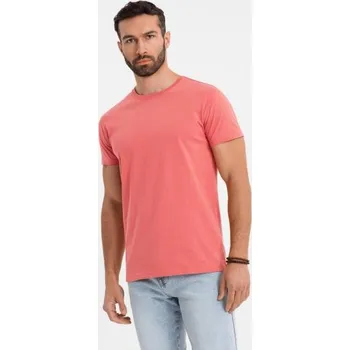 Pánské tričko Klasické pánské bavlněné tričko BASIC - korálové V17 OM-TSBS-0236