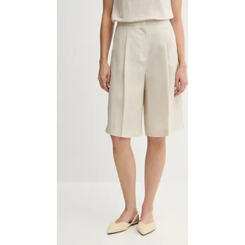 Dámské kraťasy Šortky s příměsí lnu United Colors of Benetton dámské, béžová barva, high waist, 45BVD9026 01X, vel. 36