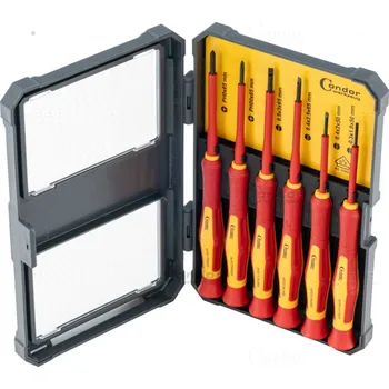 Ruční nářadí Condor šroubováky ploché PL1,8 - PL3 mm, křížové PH00 - PH0, pro jemnou mechaniku, VDE, sada 6 dílů - 100-08368