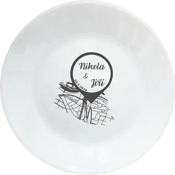 Žertovný předmět GRAVENO Talíř s MAPOU Vašeho příběhu