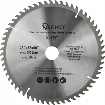 Řezný kotouč Geko G78071 řezný kotouč na dřevo 250x32 mm