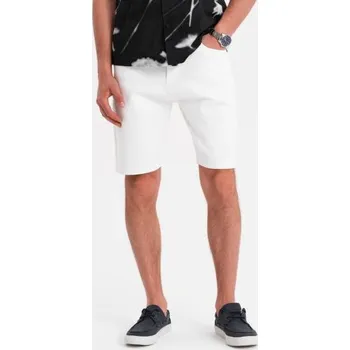 Pánské kraťasy Pánské džínové kraťasy s klasickým střihem - bílé V1 OM-SRDS-0171
