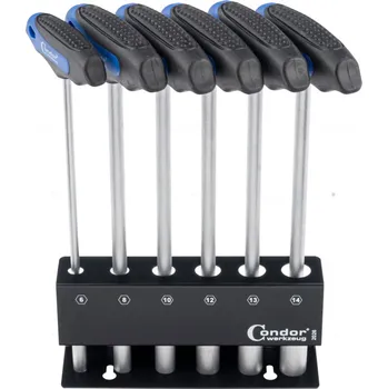 Ruční nářadí Condor klíče nástrčné, 6ti hran 6 - 14 mm, délka 230 mm, T rukojeť, sada 6 dílů - 100-08317