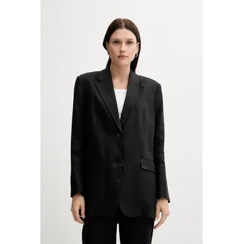 Dámské sako Plátěné sako Tommy Hilfiger černá barva, oversize, WW0WW47163 99X, vel. 38