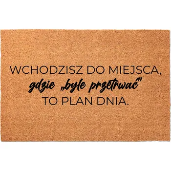 KOKOSOVÁ ROHOŽKA 40X60 BÉŽOVÁ PŘED DVEŘE HIT NÁPIS PLÁN DNE: PŘEŽÍT