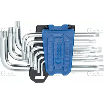 Ruční nářadí Condor klíče zástrčné Torx T10 - T50, vrtané sada 9 dílů - 100-08450