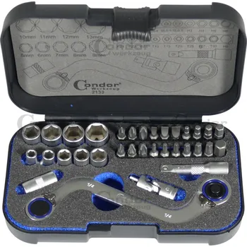 Příslušenství k nářadí Condor hlavice a bity s ráčnovým klíčem, sada 33 dílů - 100-08324