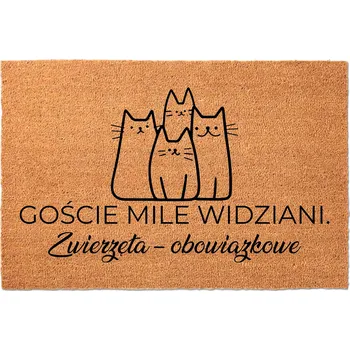 KOKOSOVÁ ROHOŽKA 40X60 KE DVEŘÍM NÁPIS HOSTÉ ANO, ZVÍŘATA MUSÍ ZŮSTAT VENKU